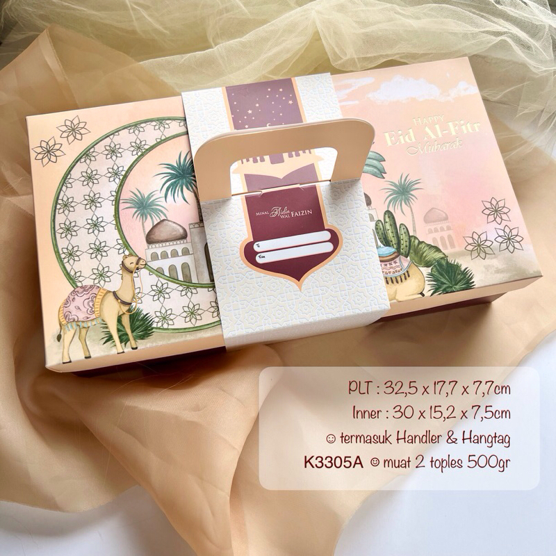 

Kotak Lebaran K3305 dus Eid Mubarak| Box Idul Fitri K33 muat 2 toples 500gr