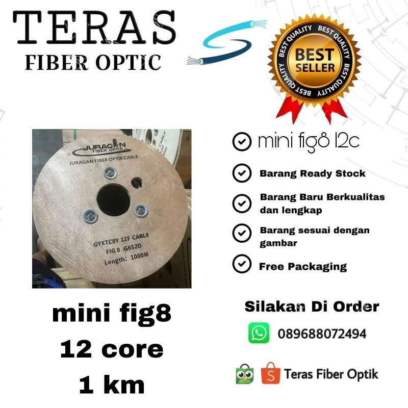kabel FO 12core fig8 panjang 1.000 meter / kabel fo ku mini 12core fig8