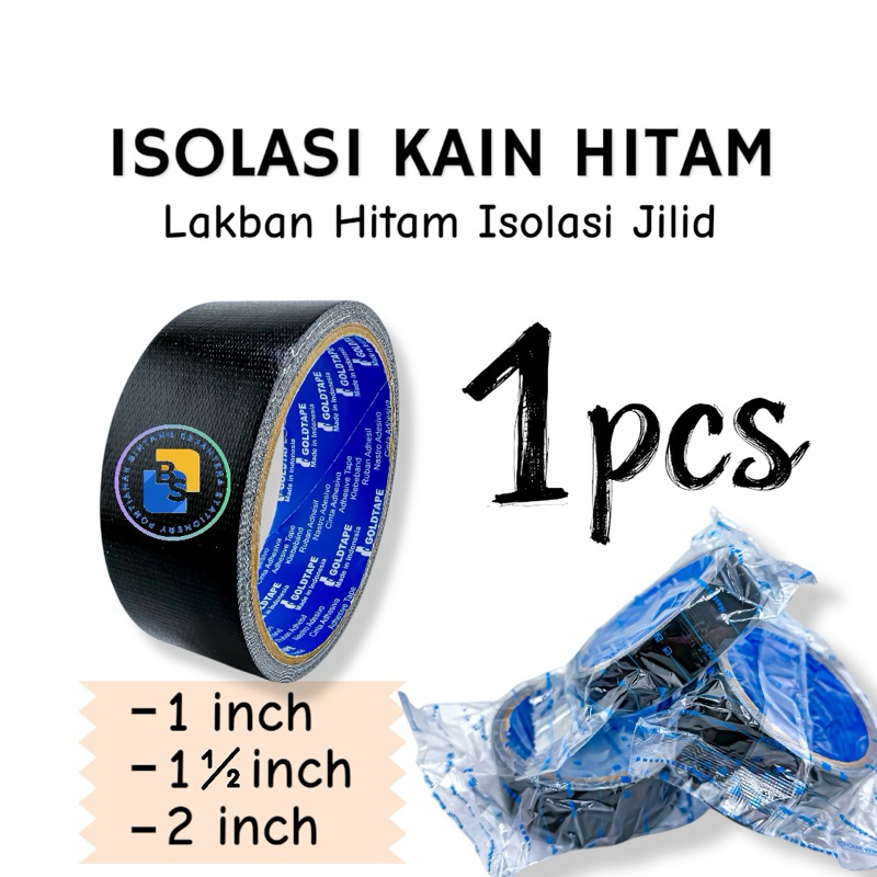 

Isolasi Hitam / Lakban Kain Hitam / Isolasi Jilid GOLDTAPE LENGKET 1 inch | 1 1/2 Inch | 2 INCH
