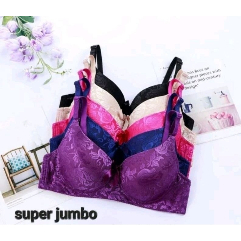 Bra Wanita Kawat BH Cup Jumbo Busa Tebal Bagian Bawah Size 34-42 Kait 3 bh 3355
