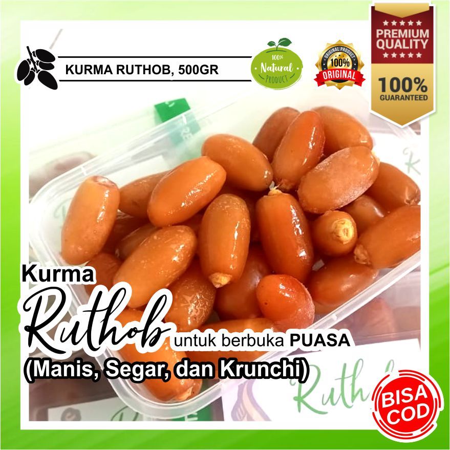 

KURMA RUTHOB LIBYA PREMIUM ( KURMA BASAH SEGAR ) Kemasan Thinwall KURMA RUTOB LIBIYA uk. 500GR non 1KG RUTOP RUTHAB SETENGAH MATANG , 100% ASLI KORMA MUDA RUTOB LIBYA