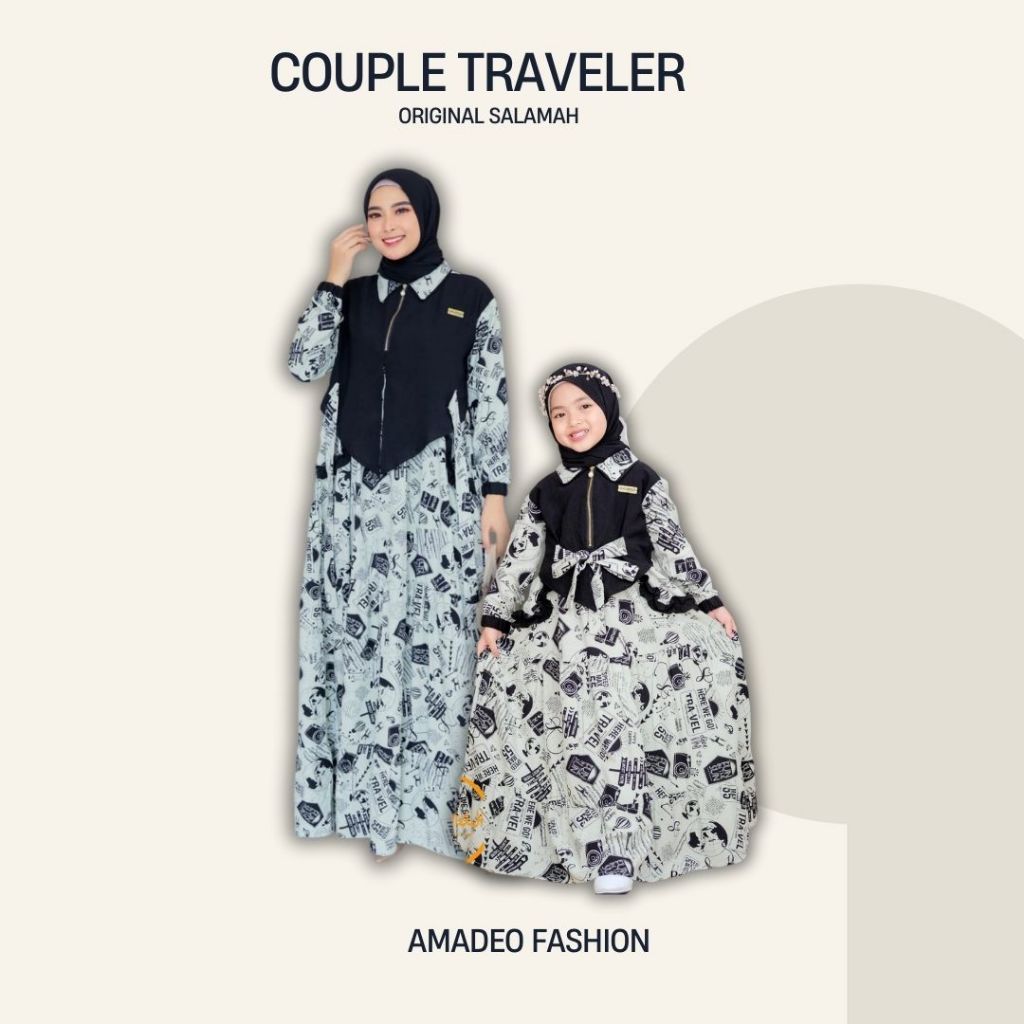 Couple Baju Ibu & Anak Perempuan | Gamis Couple TRAVELER Sage Series | Untuk anak Usia 2-15 Tahun
