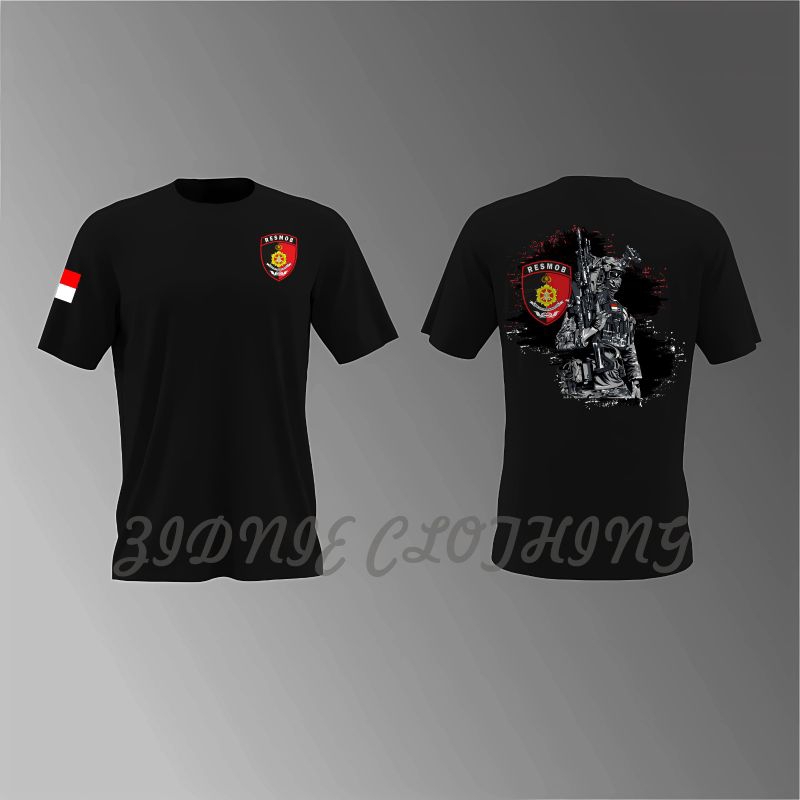 KAOS BAJU POLISI BRIMOB TANGAN PENDEK HITAM