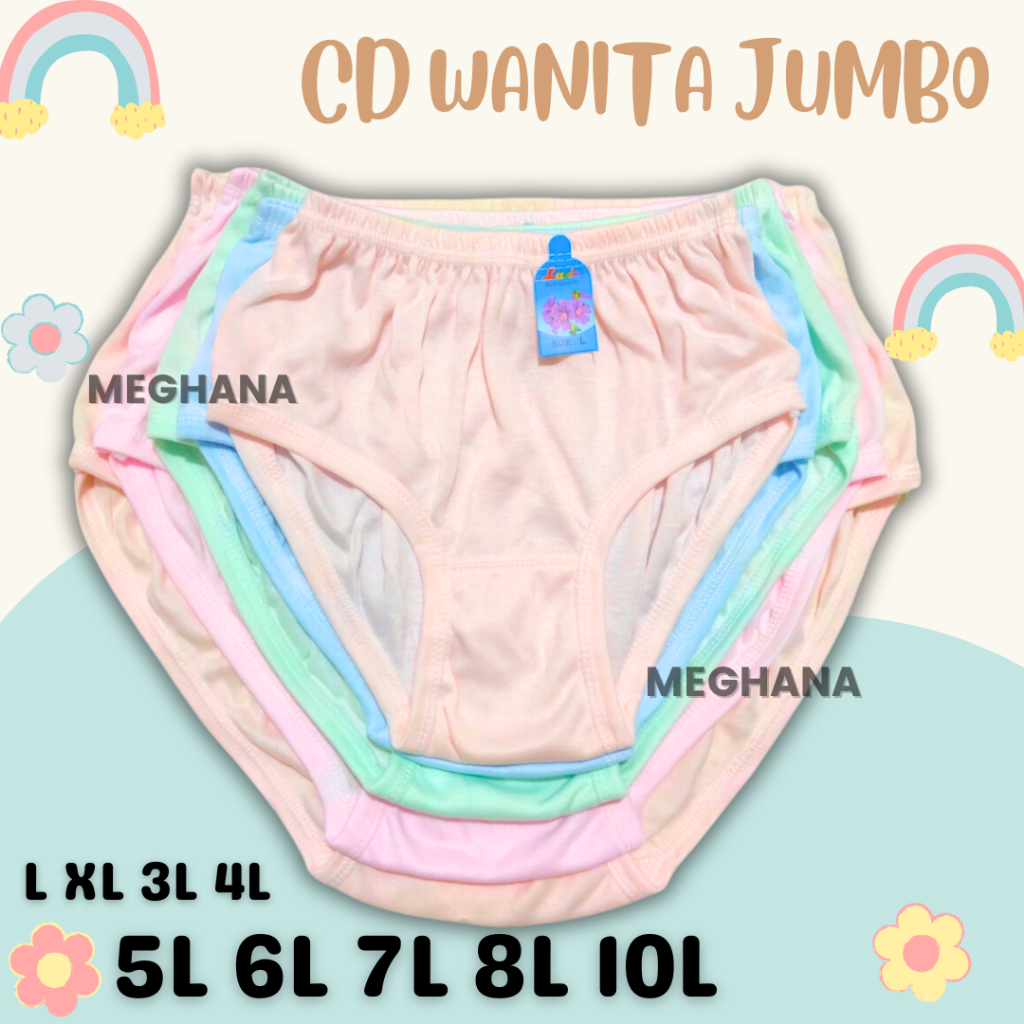 Celana Dalam Wanita Jumbo Big Size Polos Katun CD Ibu Hamil Jumbo 5L 4L 3L XL L CD Wanita Dewasa Pol