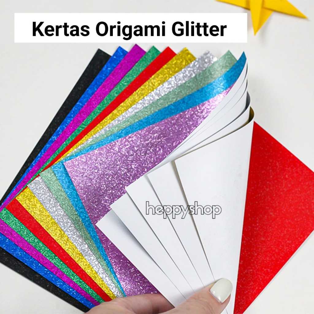 

[READY] KertasOrigamiGlitter, Kertas Lipat Gliter