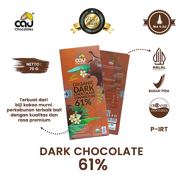 

CAU CHOCOLATES - Organic Dark Chocolate Couverture 61% - 70 gr