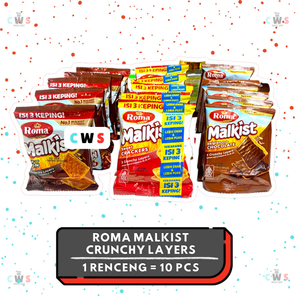 

ROMA MALKIST Crunchy Layers Rasa Abon Gula Sweet Crackers Coklat Chocolate - 1 Renceng / 10 Pcs