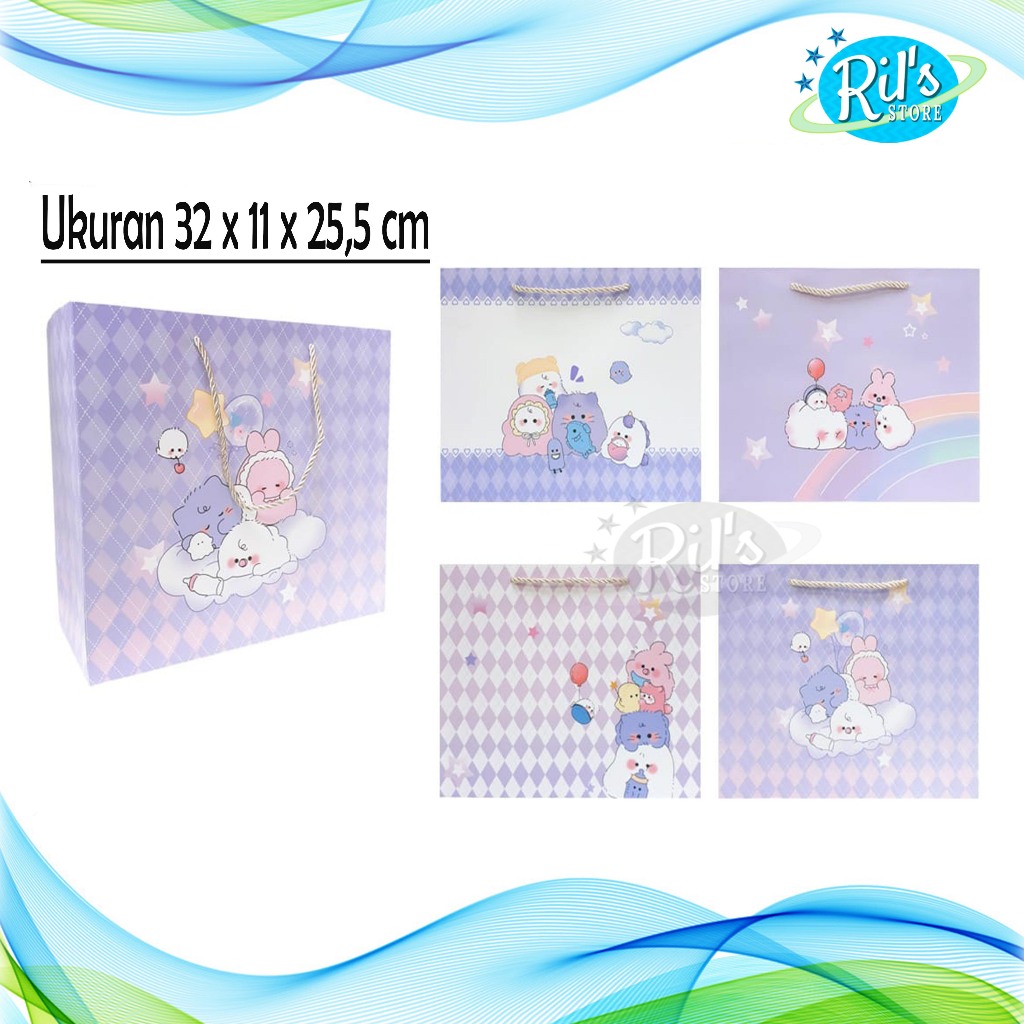 

PAPERBAG GLOSSY PREMIUM BESAR 32x11x25,5CM - PAPERBAG PARTY - KADO - TAS LEBAR SAMPING 32 X 11 X 25,5 cm