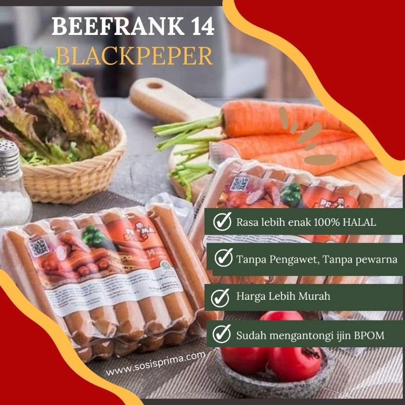 

PROMO MURAH BLACKPEPER Beefrank isi 15 prima sosis - sosis sapi premium tanpa pengawet tanpa pewarna 100% Halal