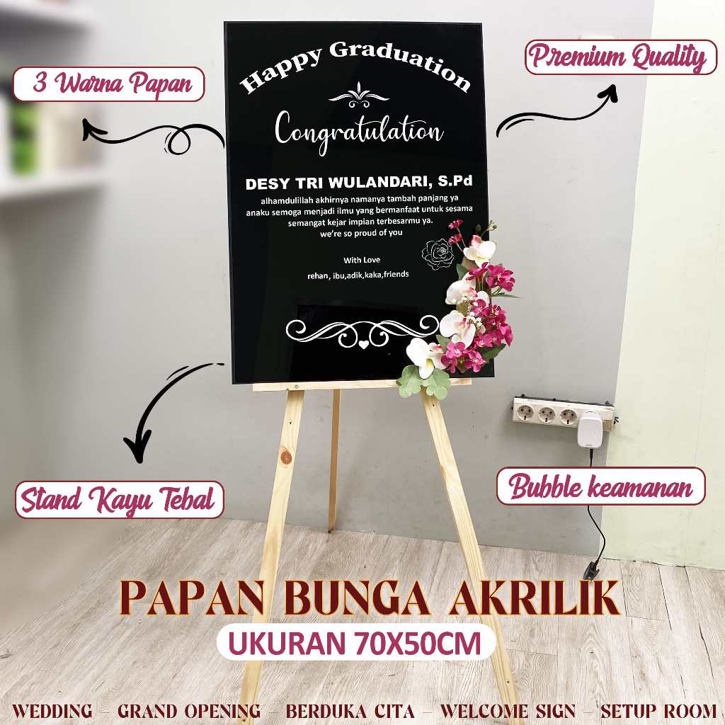 Acrylic Welcome Sign / Wedding Sign / Papan Ucapan Akrilik / Papan Bunga Akrilik
