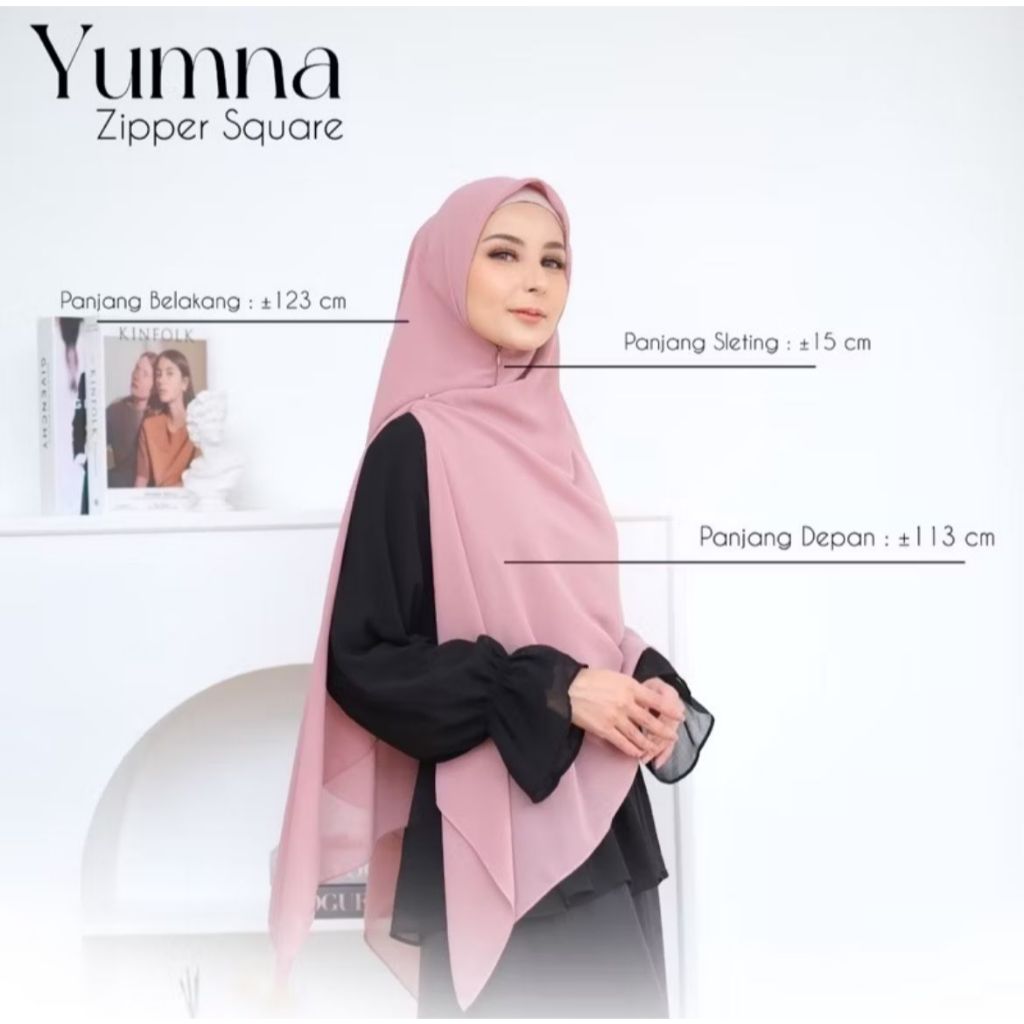 NURA - hijab khimar jumbo resleting - kerudung instan jumbo - hijab syari - yumna zipper square
