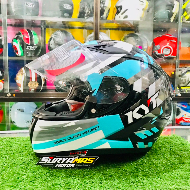 HELM KYT FALCON FLOW BLACK AQUA BLUE FULL FACE
