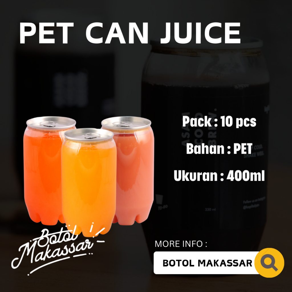 Pet Can Juice 400 ml Kemasan PET dengan tutup kaleng