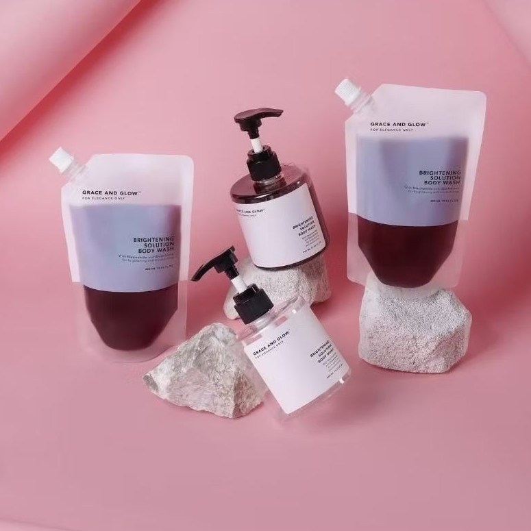 Grace and Glow Black Opium Brightening Solution Body Wash 400ml Botol , Refill sabun mandi