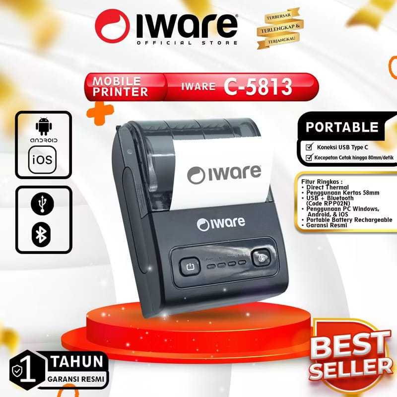 Printer Thermal bluetooth Iware C5813 / printer thermal portable bluetooth iware C5813