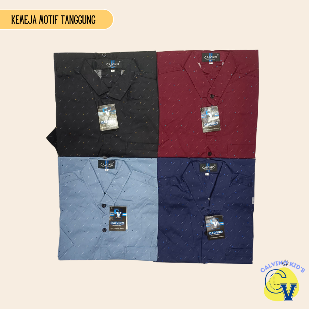 Baju Kemeja Anak Tanggung Remaja Laki-laki CALVINO usia 12-15 tahun ABG Cowok Katun Sretch Lengan Pe