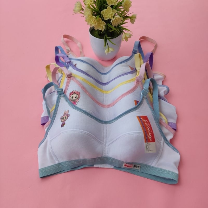 bh remaja murah Bra Pelajar 12pcs/4pcs Bh tanpa kawat tanpa busa Bra Pelajar motif lucu