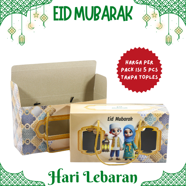 

(5PCS) Paper Bag Lebaran 27.5 x 9.2 x 13.1 cm Tas Kertas Paperbag Kantong Box Packaging Idul Fitri