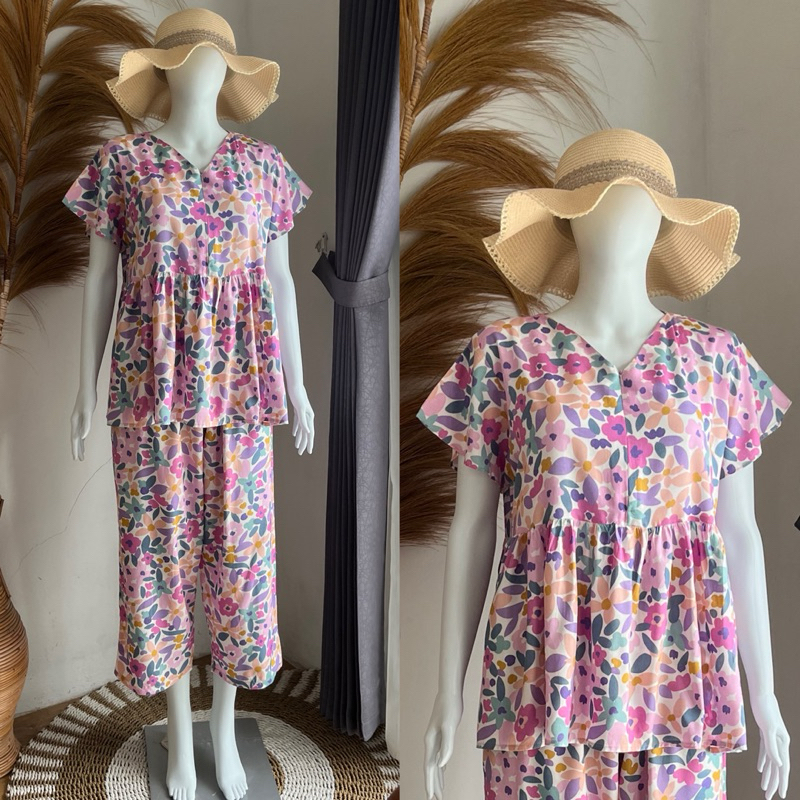 Clarissa One Set || Setelan Baby Doll Dewasa LD 110cm