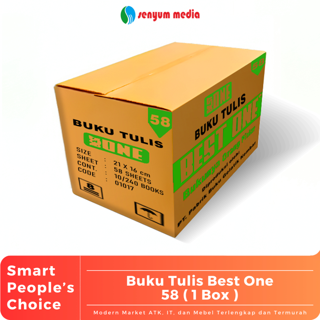 

Buku Tulis BEST ONE 58 Lembar (1 Box Isi 24 Pack / 240 Buku) (S:BOX)