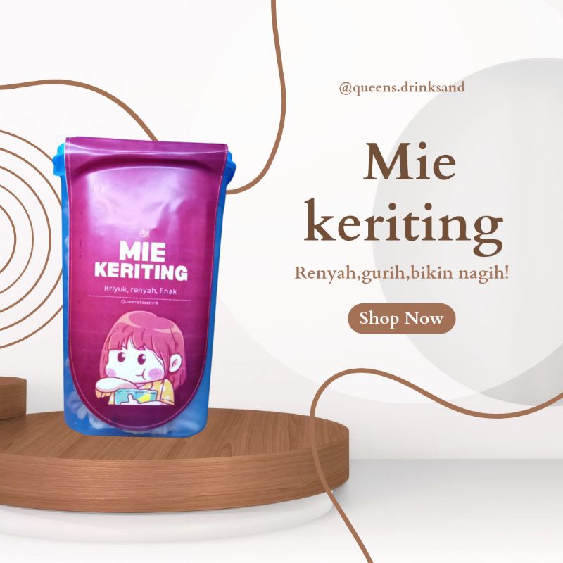 

Mie gulung/mie keriting Queens, enak,gurih,renyah,berat 250grm