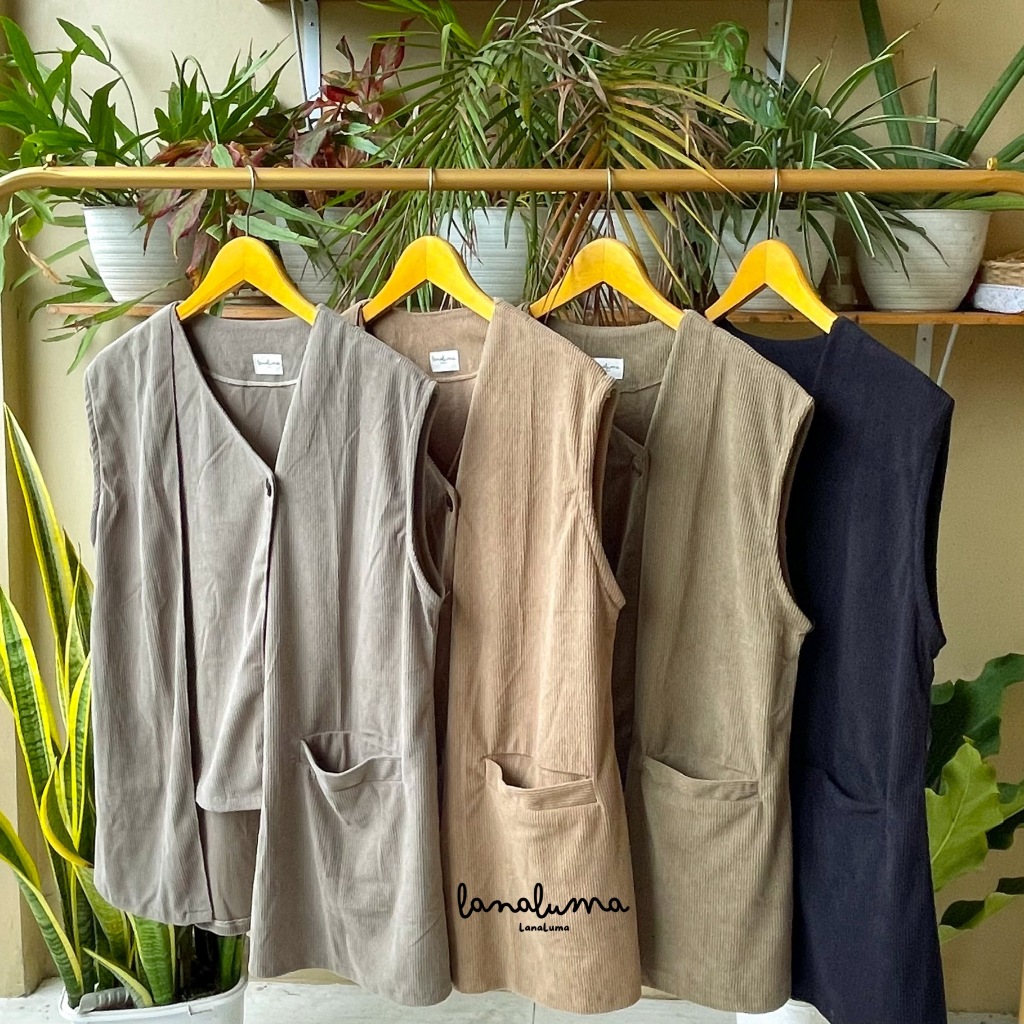LANALUMA MERRY VEST WANITA CORDUROY / OUTER WANITA CORDUROY / ROMPI CORDUROY / VEST ASIMETRIS