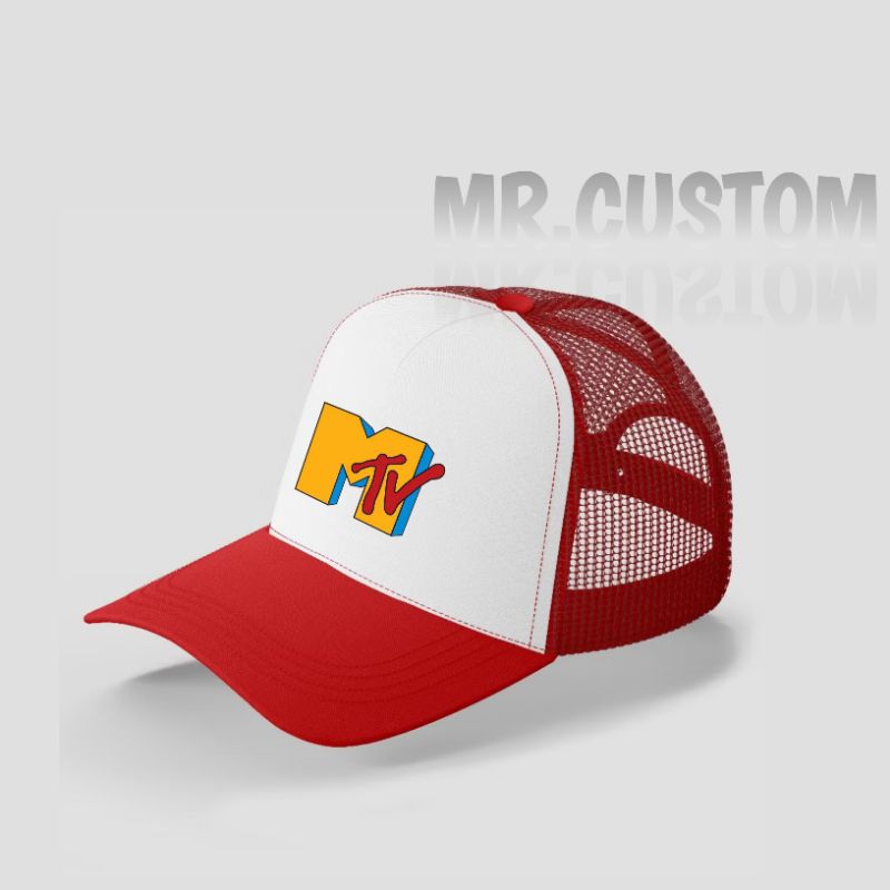 Topi Trucker Premium MTV Logo/ Topi Jaring Casual Distro Brand Pria Wanita Dewasa