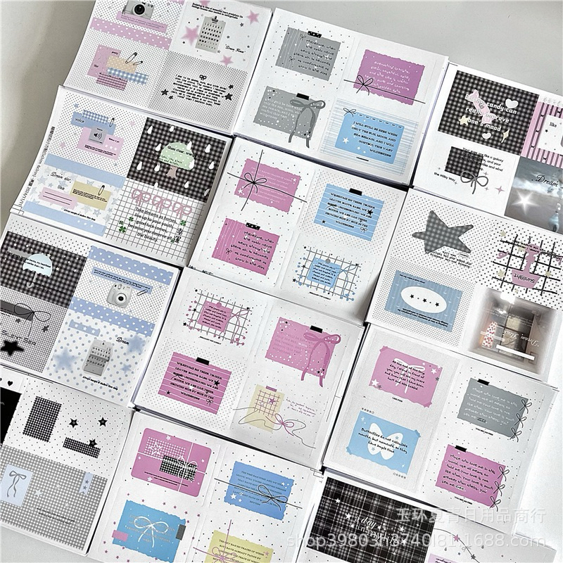 

chaeya things - 1 LEMBAR 4 PCS Sticker Mini Aesthetic Pink Blue Black Sealing Stiker Segel Lucu