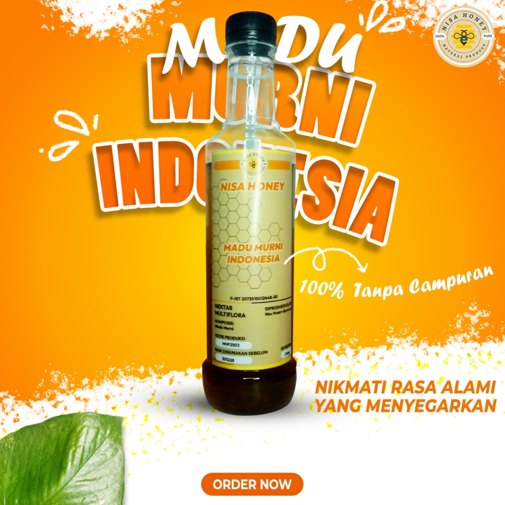 

Madu Asli Murni 100% Tanpa Campuran Madu Nisa Honey Nektar Multiflora 400 Gram