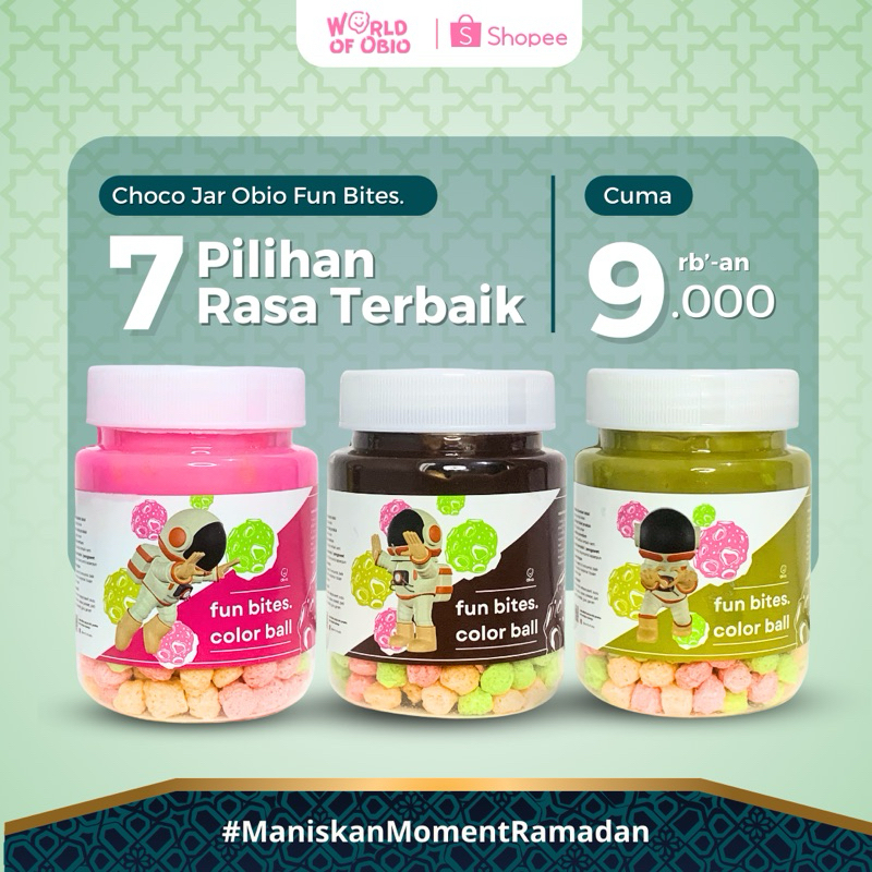 

OBIO Fun Bites Choco Jar COLOR BALL - Cemilan Rasa Chocolate Rice Crispy Topping Cokelat Leleh