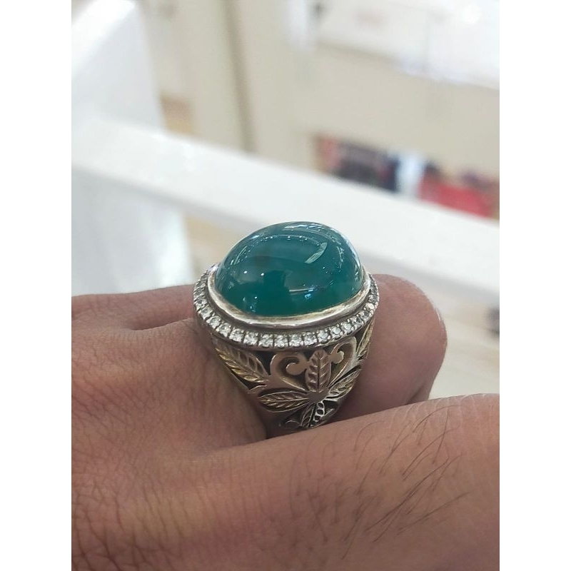 Bacan kristal ring perak microsetting
