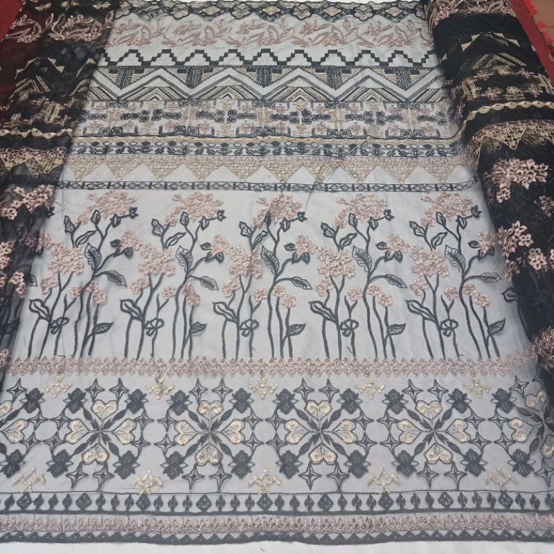 Bahan kebaya tile Sapto two tone/Kain Tille tuton garden dua warna/Tille motif sapto terbaru