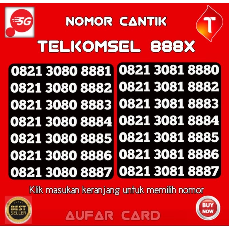 Nomor Cantik Telkomsel Simpati AAAX 8880 8881 8882 8883 8884 8885 8886 8887