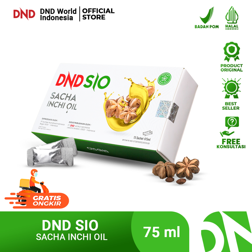 DND SIO - Sacha Inchi Oil 75ml - Kemasan 15 Sachet - Original Dr Noordin Darus