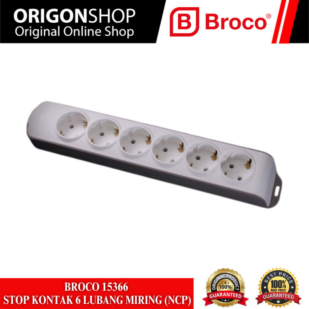 BROCO 15366 Stop Kontak 6 Lubang Miring (NCP)