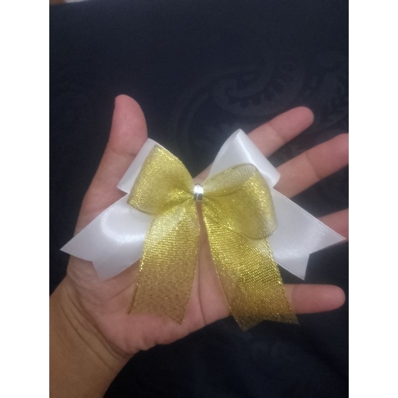 

aplikasi pita hampers pita souvenir pita lebaran idul Fitri pita kado kombinasi satin gold glitter