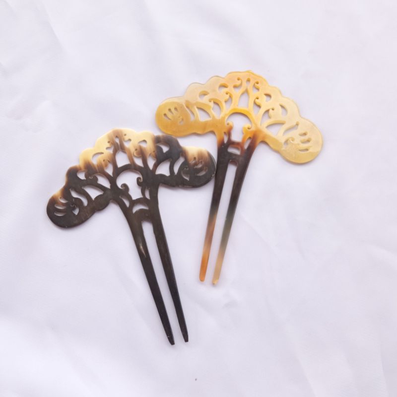Tusuk konde aksesoris rambut bahan tanduk asli bentuk lucu/ Hairclip kerajinan tanduk