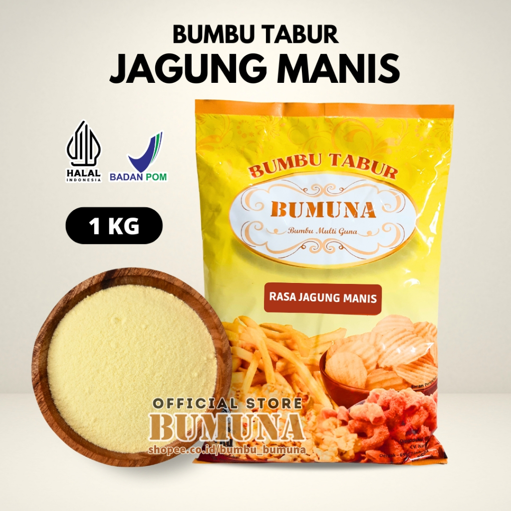 

Bumbu Tabur Jagung Manis 1Kg Bumuna - Bumbu Cemilan Kripik