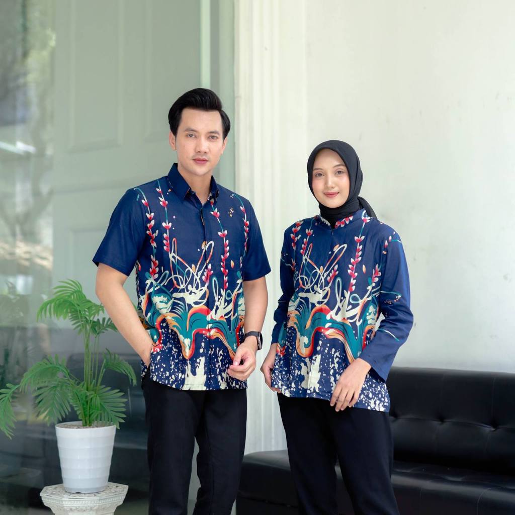 Benang Raja Batik Couple Pria Wanita Katun Remekan Bunga