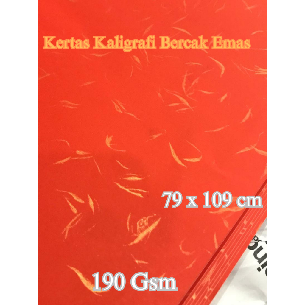 ( 1 LEMBAR ) KERTAS KALIGRAFI WARNA MERAH CABE BERCAK EMAS 190 GSM UKURAN 79 X 109 CM