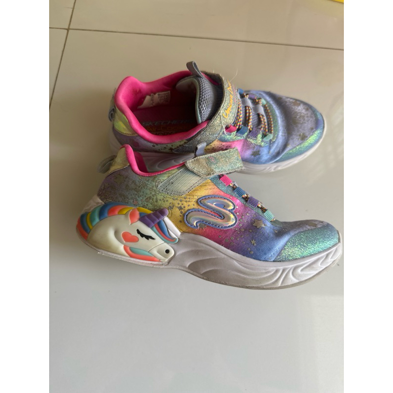 sepatu skechers kids anak unicorn perempuan preloved lampu nyala