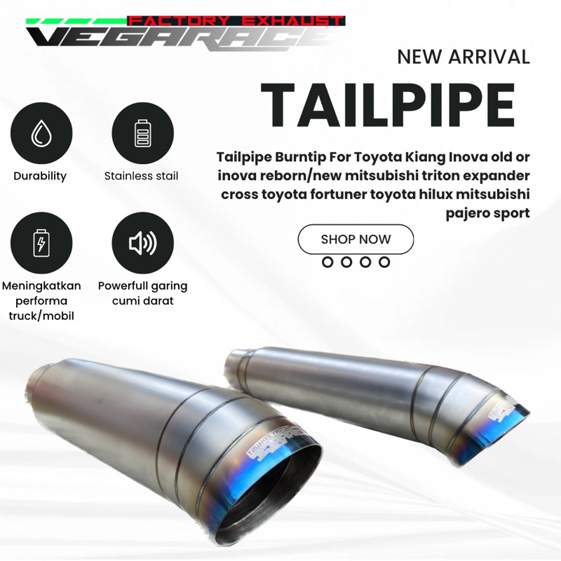 Tailpipe vegarace side exit burntip titanium for diesel toyota kijang innova reborn toyota fortuner 