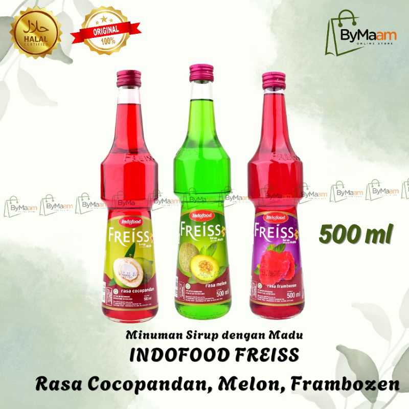 

Sirup Indofood FREISS Madu Botol 500ml 460mlSyrup Rasa Frambozen, Cocopandan, Melon