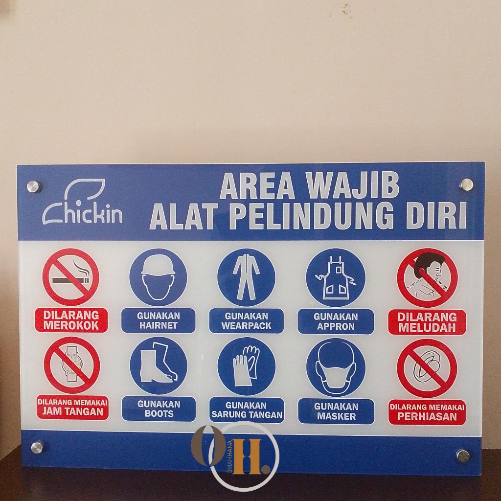 

Akrilik Custom Area Wajib Alat Pelindung Diri - Custom Logo/Nama Instansi - Custom Akrilik