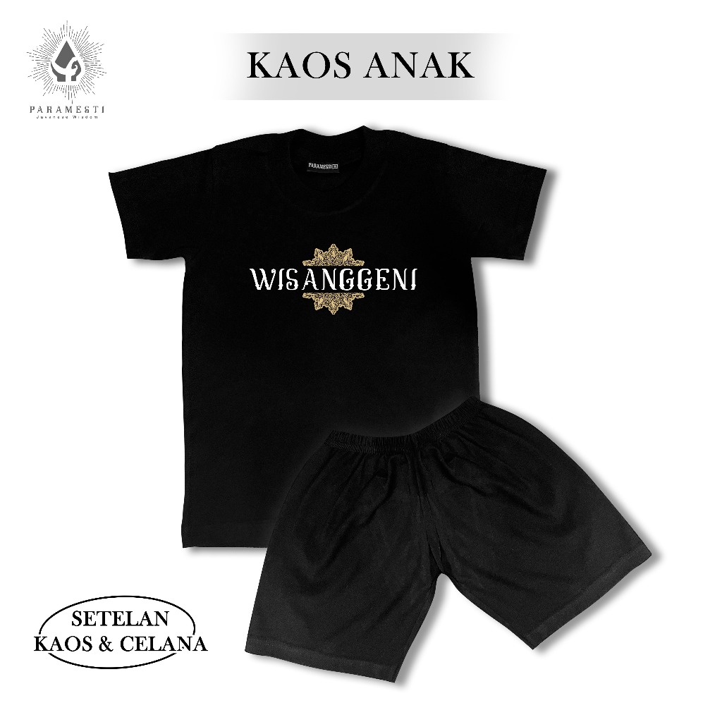 Paramesti Setelan Kaos Celana Anak Wayang Wisanggeni T-shirt Laki-laki Pria Perempuan Cotton Katun C