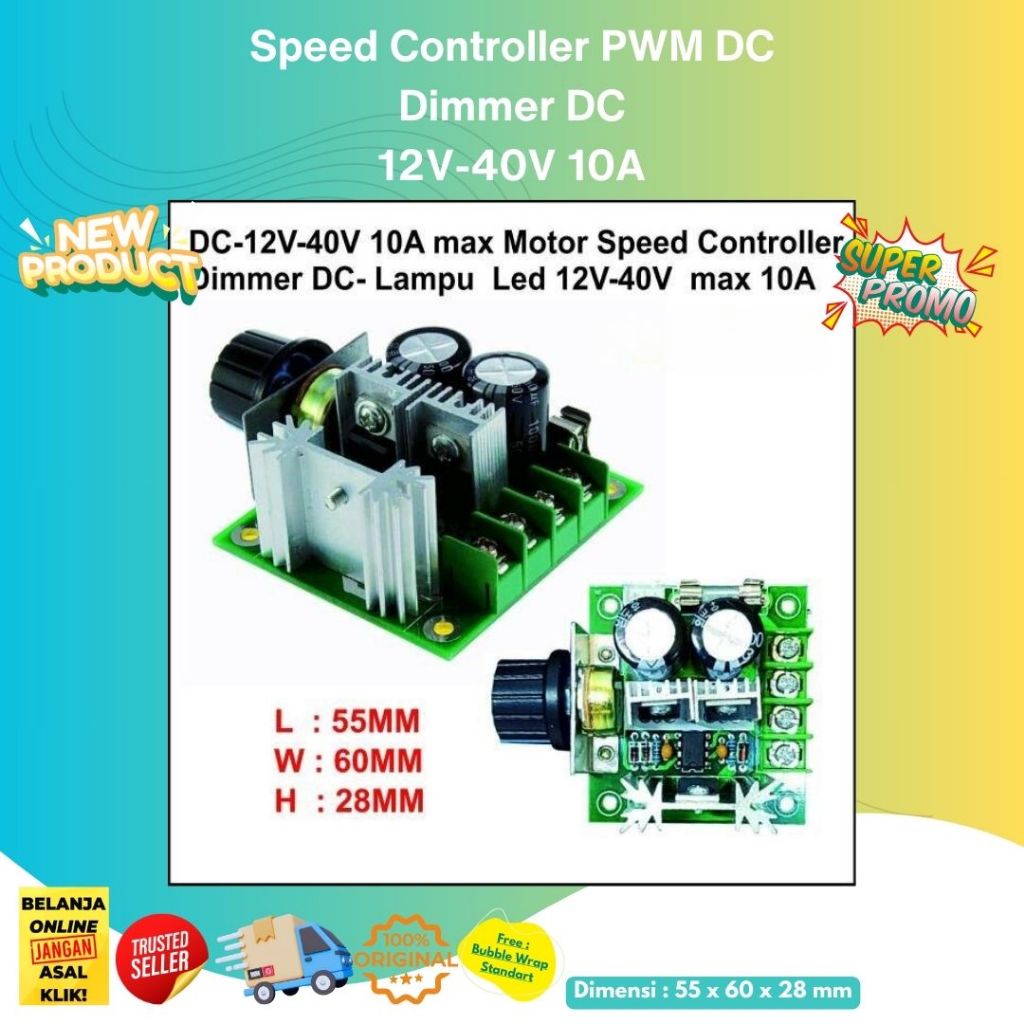 Dimmer Motor PWM DC 12V-40V 10A Speed Controller PWM DC