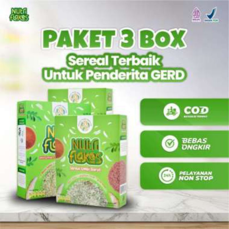

[PAKET 3 BOX] Nutriflakes - Sereal Herbal Umbi Garut untuk mengatasi Asam Lambung dan Gerd Original