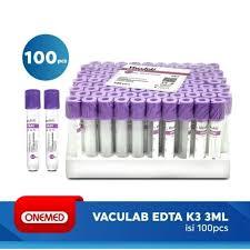 Tabung Darah Vaculab EDTA K3 3cc 3ml OneMed Box 100pc