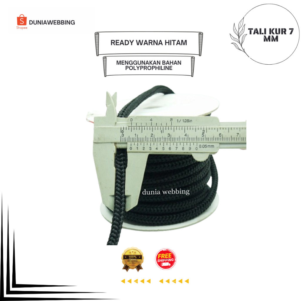 

Tali Kur 7 mm isi 1kg/pack | Talikur Tali Koor Warna Hitam
