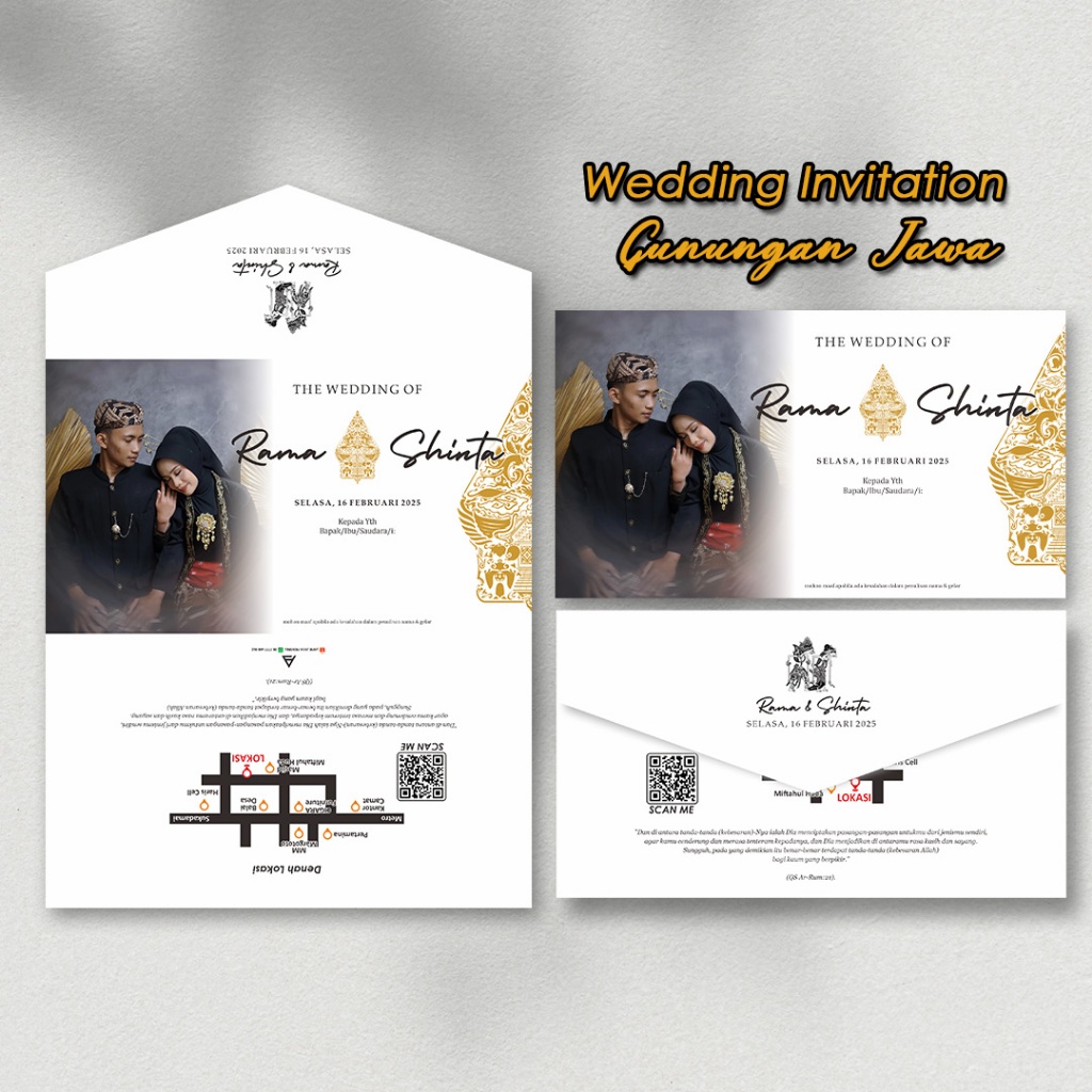 Undangan Pernikahan Lipat 3 Murah Simple Elegan